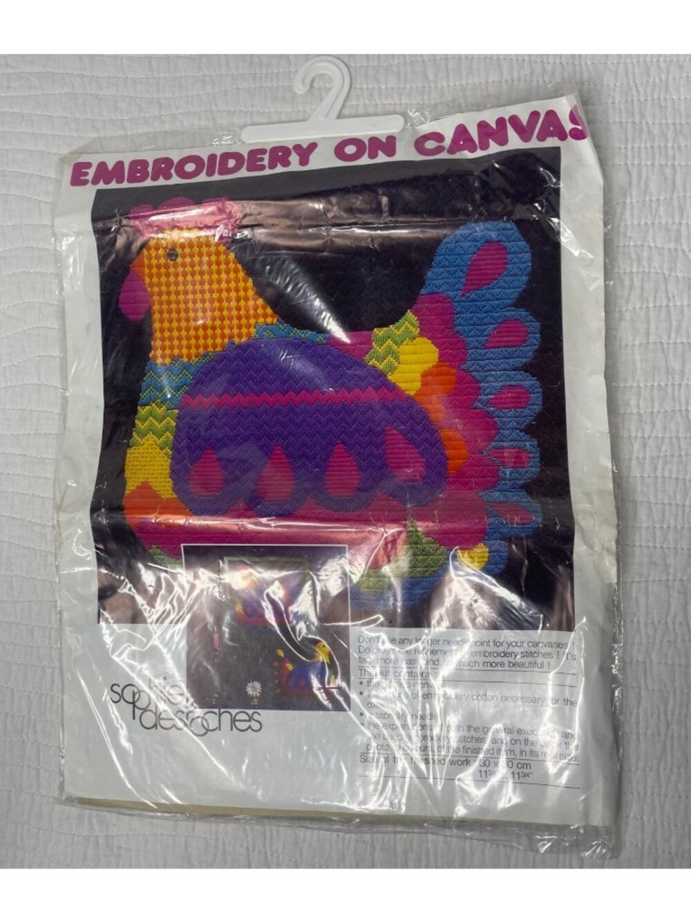 VTG Sophie Desroches Embroidery On Canvas Tapestry Kit Hen/Chicken NWT - Picture 4 of 8